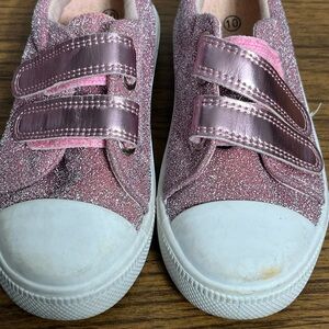 K KomForme Little Girls  Pink Glitter Sneakers Shoes size 10 Hook & Loop